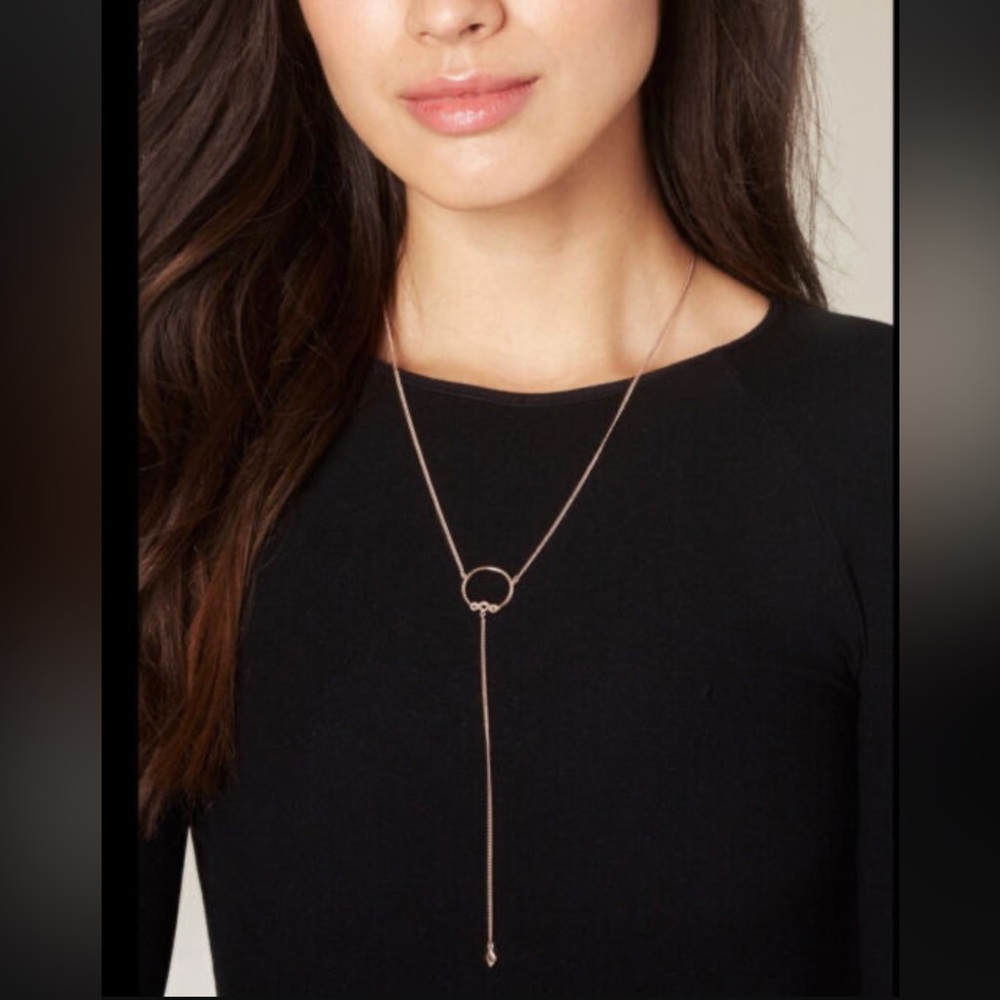 LUV AJ • Full Bloom Lariat Rose Gold Drop Necklace